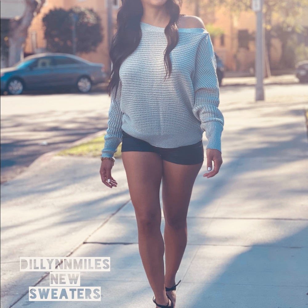 Love Stitch Pullover Off the Shoulder Sweater